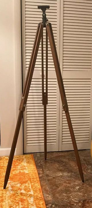 Vintage Wooden Tripod With Screw Tighteners - Approx.  52”