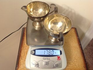 Vintage Weighted Sterling Silver Creamer And Sugar Bowl 178 Grams