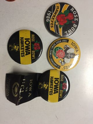 4x Vintage Iowa Hawkeyes Rose Bowl 3 1/2 Inch Buttons