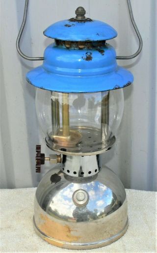 Vintage Early Austramax 3/300 Kerosene Lantern,  Ex Mil Model,  Scarce Blue Hood.