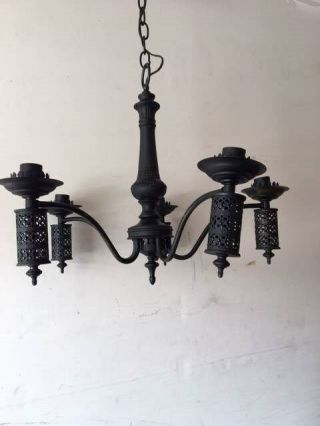Antique Fancy Art Deco Cast Metal Chandelier Ceiling Light Fixture Parts