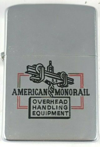 Vintage Mid - 1955 2 - Sided | 2 - Color Zippo Lighter With American Monorail Ad