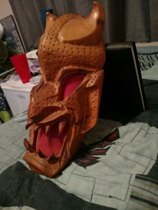 Hawaiian wood tiki devil mask from 1960 ' s hand carved VERY RARE 3