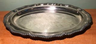 Vintage Tiffany & Co.  Silver Soldered 16 " Oval Platter Tray 4914 Gadroon Edge