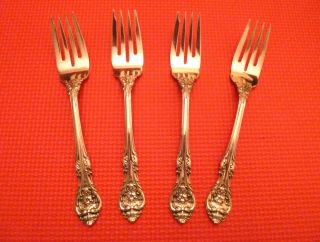 Set Of 4 Sterling Silver King Edward Salad Forks 6 7/8 " Long By Gorham