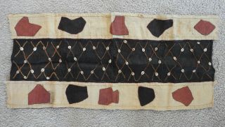 Vintage Antique Kuba Cloth Africa Art Congo Zaire Textile Seashell 38 " X17.  25 "
