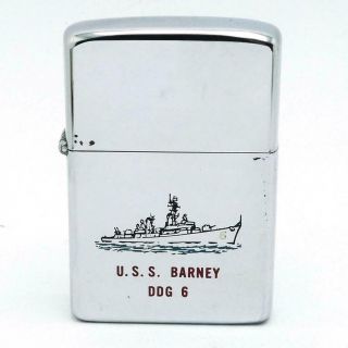 Vintage 1962 Zippo Two Sided USS Barney DDG 6 Town & Country 3