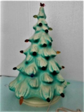 Vintage Union Products Blow Mold Hard Plastic Christmas Tree - Lights Up