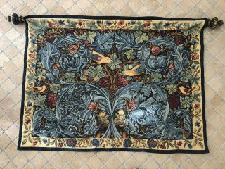 Vintage French Wall Tapestry Hanging “vignes And Acanthes “
