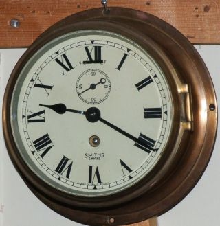 Vintage Smiths Ships Brass Bulkhead Clock.