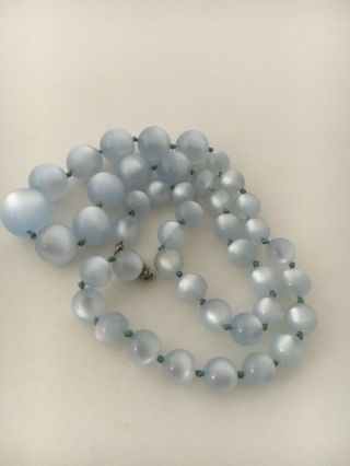 Vintage Faux blue Moonstone Plastic Beads 20” necklace (423) 2