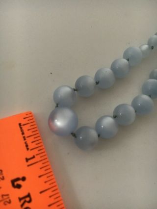 Vintage Faux blue Moonstone Plastic Beads 20” necklace (423) 3