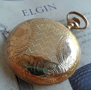 Antique 1904 Elgin 16 Size 15 Jewel 3 Finger G/f Sidewind O/f Case Pocket Pocket