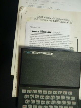 Timex Sinclair 1000 Zx - 81 Vintage Computer,  No Box Or Power Suppy