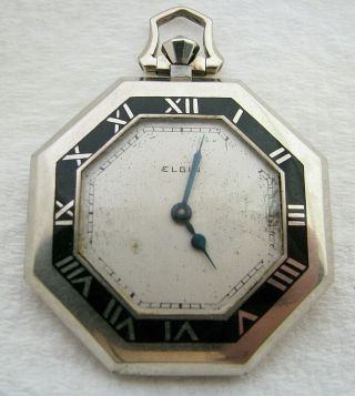 Vintage Art Deco Elgin 17j 14k Gold Filled Enameled Pocket Watch