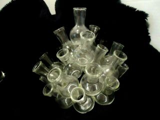 Multi Bud Attached Little Glass Vases 2 Tier Round Centerpiece Mid - Century Mod