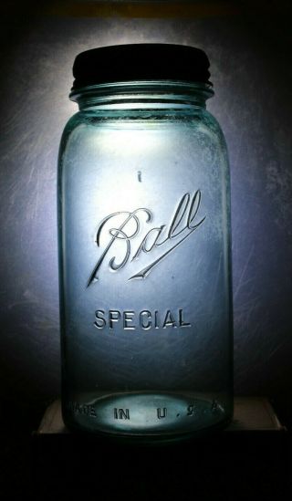 Ball Jar Vintage Half Gallon Special Wide Mouth Canning Jar Rare Old Atlas Lid