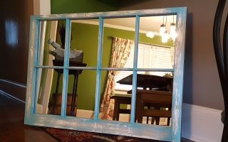 Vintage Sash Antique Wood Window Rustic Frame 8 Pane Unique Paint With Mirrors