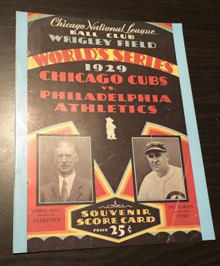 1929 World Series Program Rare Rp Signed Rdo Chicago Cubs Vs Phil.  Athletics