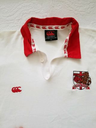Vintage Canterbury Of Zealand Rugby Jersey XXL England Lion White Red 2