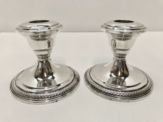Pretty Vintage Pair Sterling Silver Candle Holders Sticks 3”t X 3.  5 " W