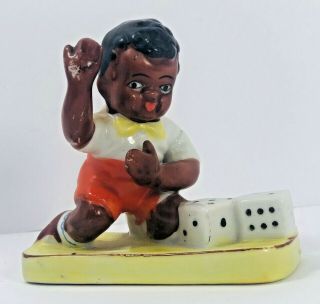 Black Boy Playing Dice Figurine Vintage Antique Black Americana Collectible