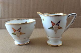 Vtg Oes Royal Stafford Porcelain Sugar Bowl & Creamer Pitcher Made In England