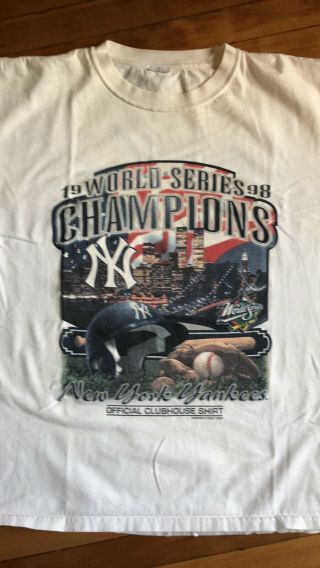 Vtg 1998 York Yankees World Series Starter T Shirt Mens Large