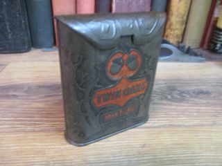 Twin Oaks Tobacco Tin Roll Top Vertical Upright Pocket Can - Vintage Antique