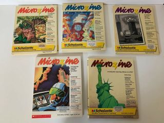 Vintage 5 Microzine Computer Games For Apple 11,  11c,  11e From Scholastic