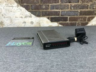 Hayes Smartmodem 1200 Baud External Modem With Power Supply & Software