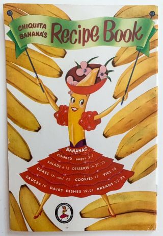 Vtg 1956 Chiquita Banana Recipe Book United Fruit Co Home Ec Cookbook Booklet