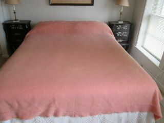 Vintage Pink 100 Wool Blanket 74 X 82 "