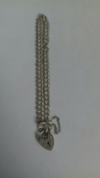 Vintage Sterling Silver Double Link Padlock Charm Bracelet.