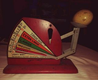 Rare Antique " Jiffy Way " Metal Egg Weighing Scale - Leveling Device &reference Egg
