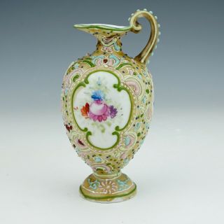 Vintage Japanese Porcelain - Hand Painted Flowers Moriage Jug - Lovely