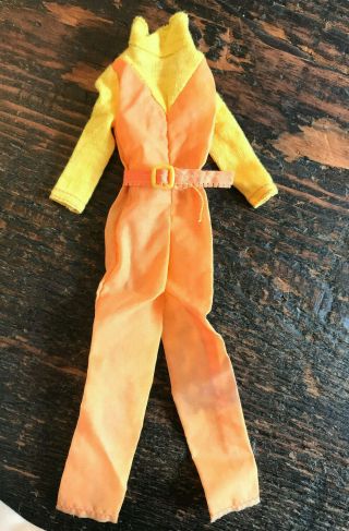 Vintage 1974 Barbie Sun Valley Ski Jumpsuit 7806 Orange Yellow 2