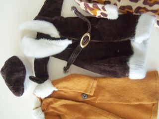 Barbie/Sindy,  other vintage fashion dolls clothes - 3 Winter Coats,  Hat,  Belt - Brown 2