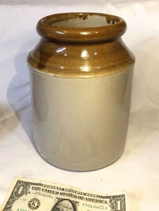 Stoneware Salt Glaze Crock Storage Two Tone Jug 1 Gallon Vintage Antique -