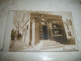 Rare Vintage 1908 Rppc Postcard Provident State Bank Preston Md Maryland