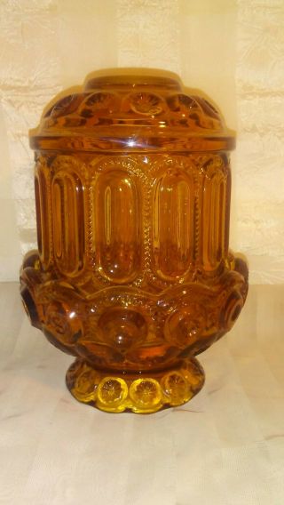 Vintage Amber Glass Fairy Lamp Candle Lamp Moon & Stars Pattern