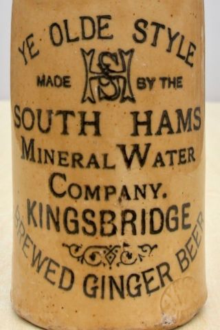 Vintage South Hams Mineral Water Co Kingsbridge Devon Stone Ginger Beer Bottle