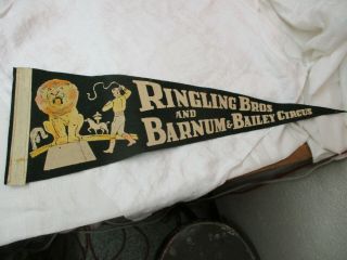Vintage Black Cream Felt Pennant Banner Ringling Bros Barnum & Bailey Circus