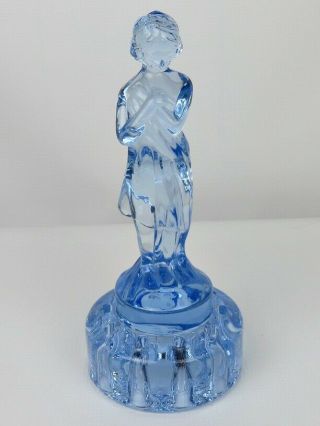 Antique Art Deco Cambridge Ice Blue Glass Draped Lady Flower Frog