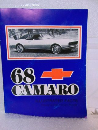 1968 Chevrolet Camaro Rally Sport Ss Fact Book Specifications $12.  95 Shipped