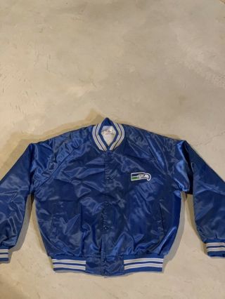Seattle Seahawks Chalk Line Jacket Vintage 80s Satin Bomber Size Xl