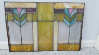 Antique Stained/leaded Glass Window - No Frame - 24 " X 16 "