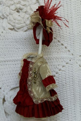 Silk Dress And Hat For Antique Baby Doll 5 1\2 - 6 .