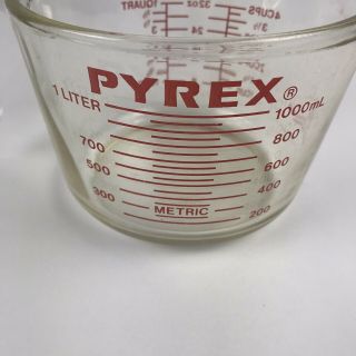 Pyrex 1 Quart Glass Measuring Cup 4 Cups/ 32 Oz / 1 Liter Vintage