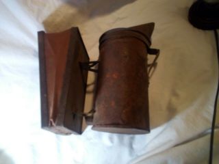 Antique Bee Smoker Vintage Leather & Wood 3